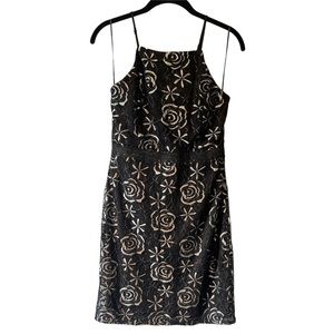 Francescas Black and Silver Floral Lace Razor back Dress NWT Size Medium